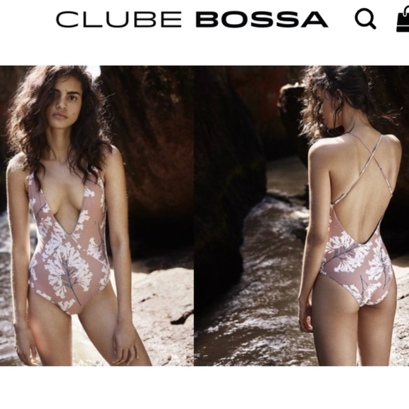 New Clube Bossa Bois De Amber plunge one piece swimsuit Mauve White Floral pink - Picture 5 of 8